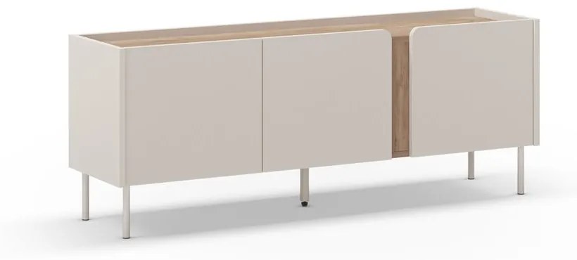 Kremowo-naturalna szafka pod TV w dekorze dębu 140x53x35 cm Lucile – Marckeric