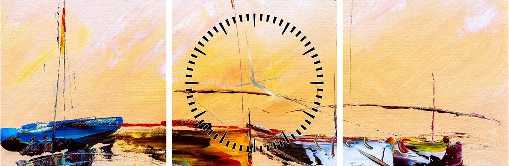 Obraz - Obraz statku (z zegarem) (90x30 cm)