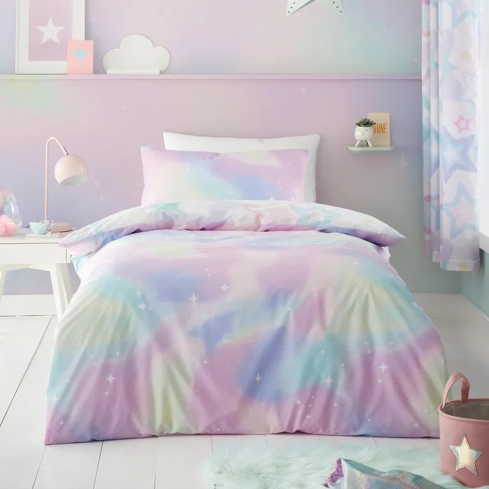 Biało-różowa pościel dziecięca dwuosobowa 200x200 cm Ombre Stars – Catherine Lansfield