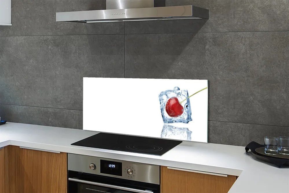 Szkło do Kuchni na Ścianę Kostka Lodu z Wiśnią