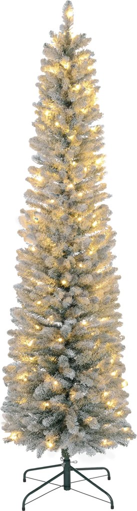 HOMCOM Choinka 210 cm, Girlanda LED, Sztuczne Gałęzie, Ognioodporne, Metalowa Podstawa, Zielony | Aosom PL