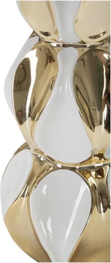 Ceramiczna lampa stołowa w biało-złotym kolorze z tekstylnym kloszem (wysokość 46 cm) Glam Balls – Mauro Ferretti