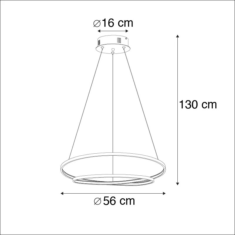 Designerska lampa wisząca czarna 55 cm z wbudowanym ściemnianym LED - RowanDesignerski Oswietlenie wewnetrzne