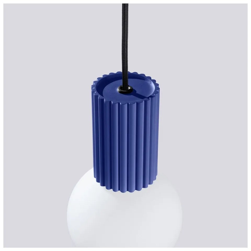 Ciemnoniebieska lampa wisząca ze szklanym kloszem ø 12 cm Orbital – Sollux