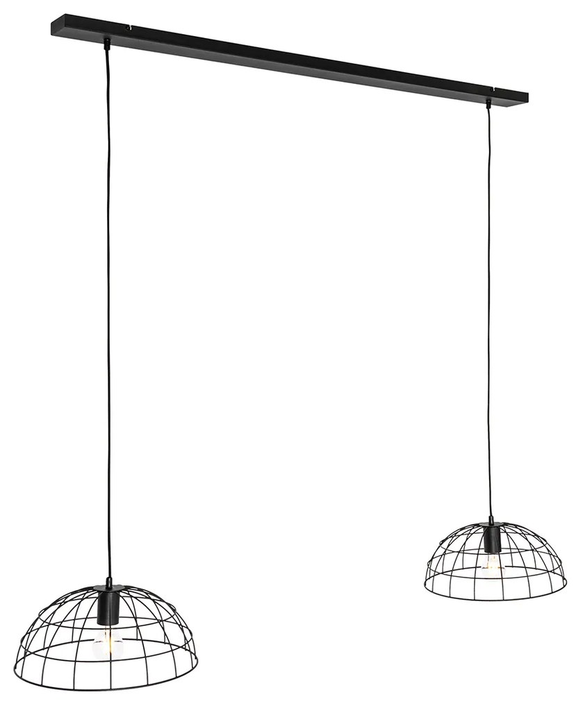 Industrialna lampa wisząca czarna 2-światłowa - HanzePrzemysłowy Oswietlenie wewnetrzne