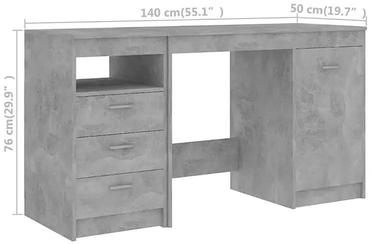 Funkcjonalne biurko w kolorze szarego betonu - Caserta