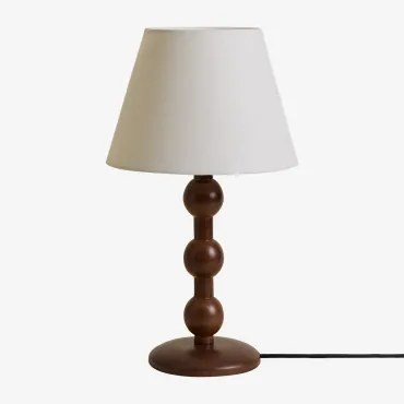 Lampa Stołowa Z Drewna Kauczukowego Dorela Ciemne Drewno - Sklum