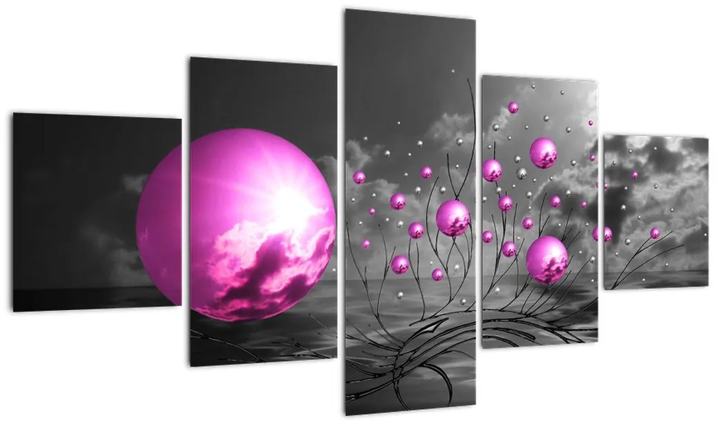 Obraz różowych kul (125x70 cm)