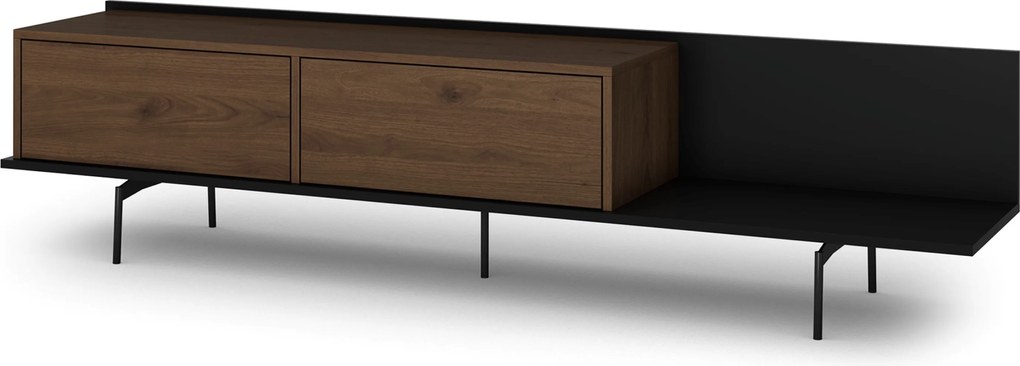 Szafka RTV Zenar 200 cm z metalowymi nogami - orzech elegant / czarny