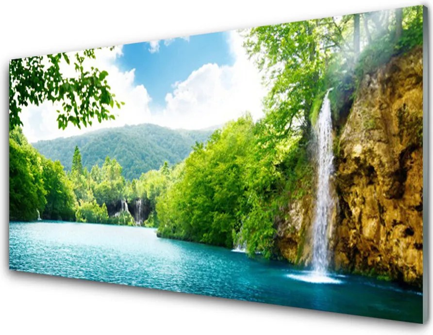 Szkło do Kuchni na Ścianę Wodospad Nad Ukrytym Jeziorem