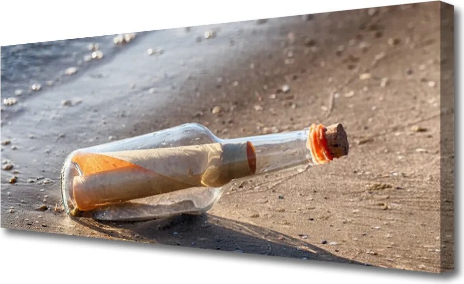 Obraz canvas List w Butelce na Piasku