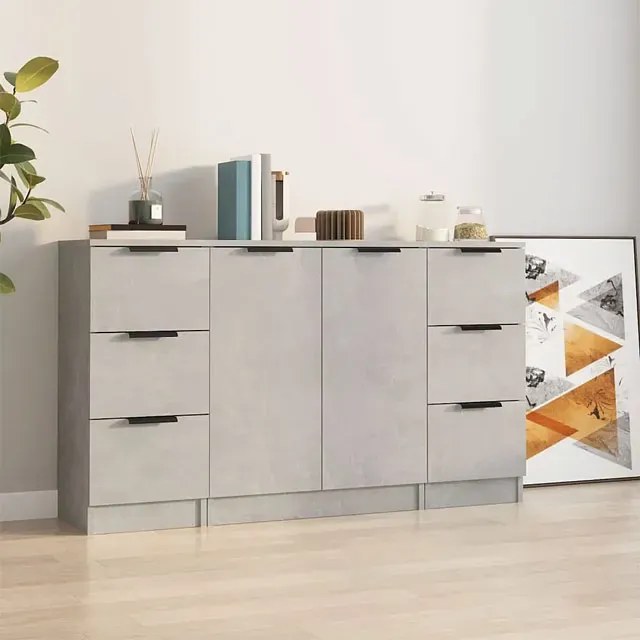 Loftowa komoda z szufladami i półką w kolorze beton - Neris