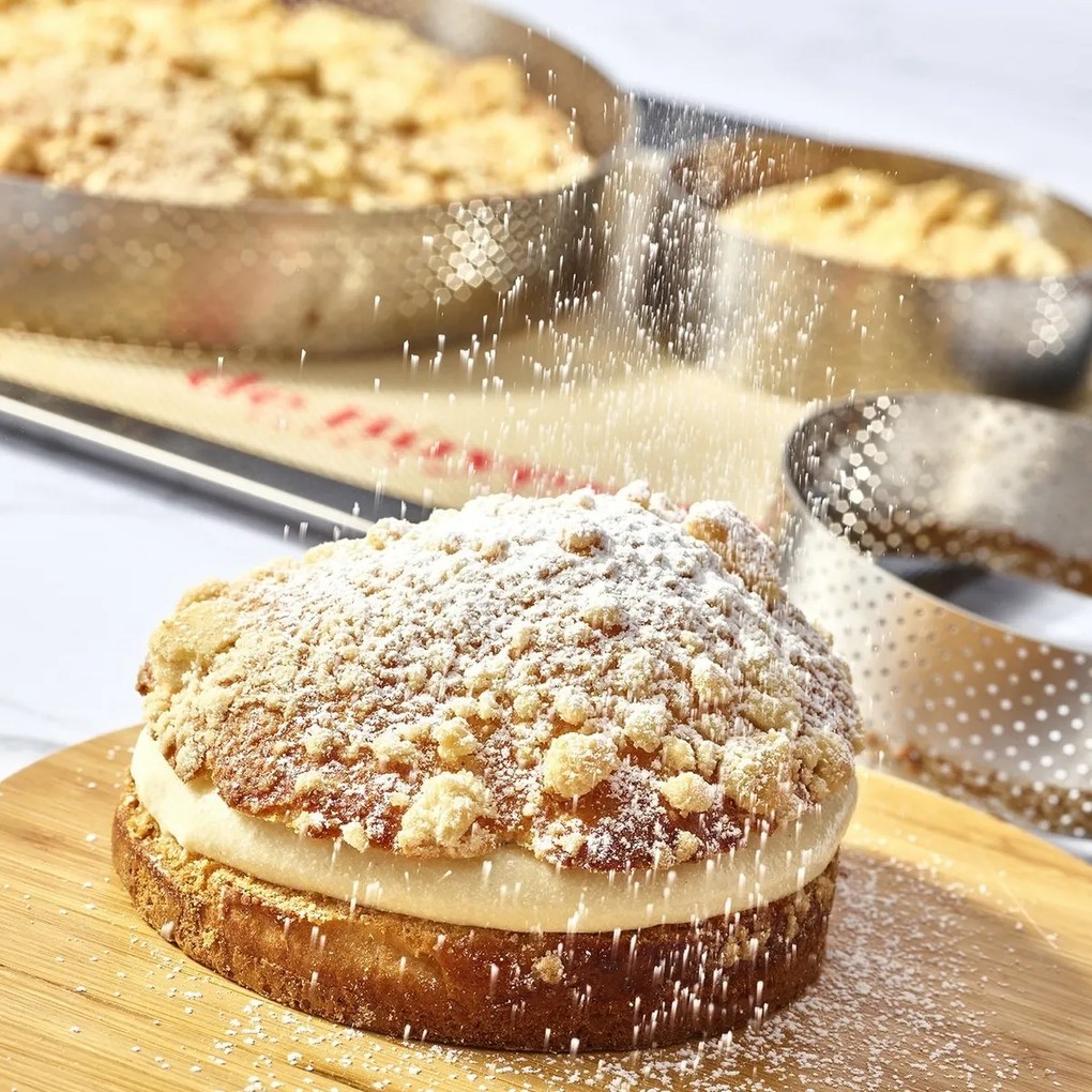 De Buyer 3098.09 perforowana okrągła rama do ciasta 24,5 cm, stal nierdzewna