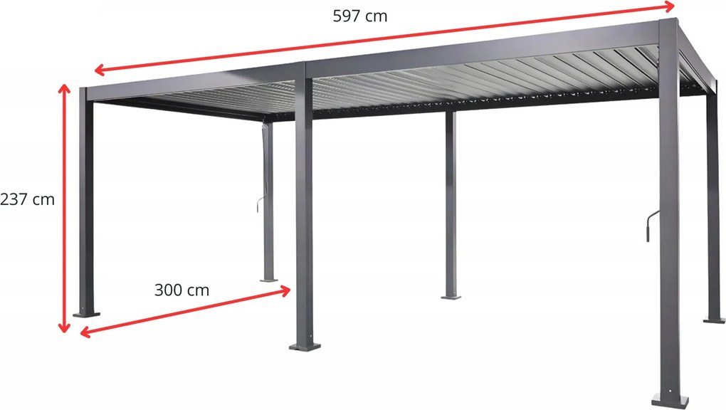 Pergola ogrodowa lamelowa 3x6 m antracyt XT-3652 regulowany dach