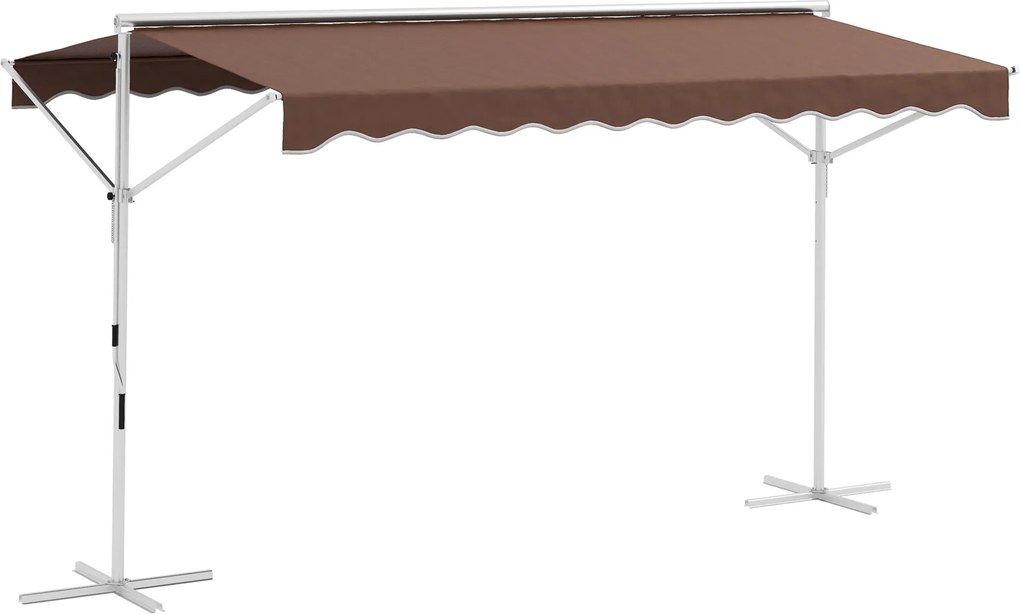 Outsunny Samodzielna markiza, regulowany kąt nachylenia, korbka, stelaż metalowy, odporny na warunki atmosferyczne, 4x3m, Krem