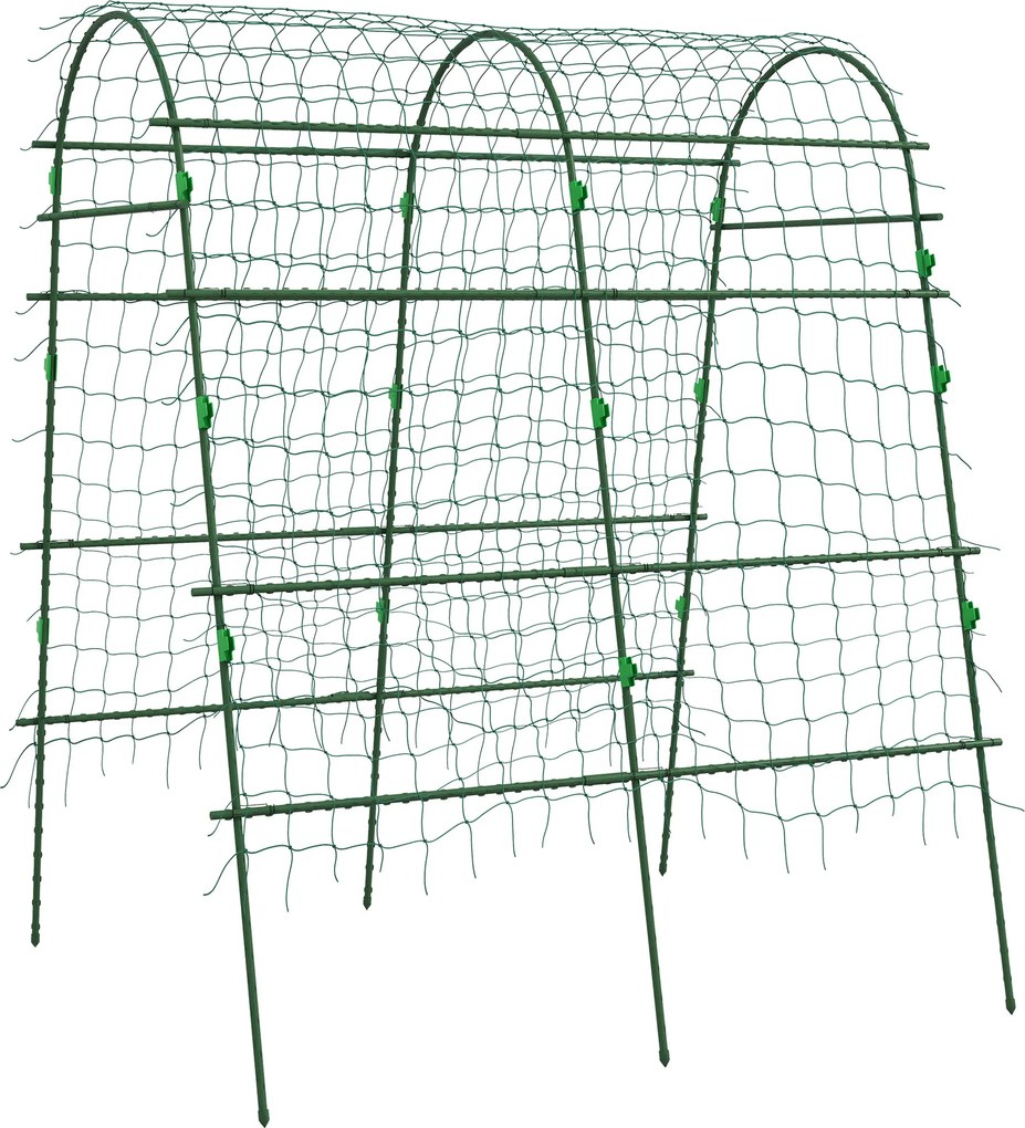 Outsunny Trellis, Podpora dla roślin pnących, Regulowane szpaler, Siatka roślinna, Konstrukcja roślinna do ogrodu, balkonu, stal, zielony, 144 x 167 x 206 cm