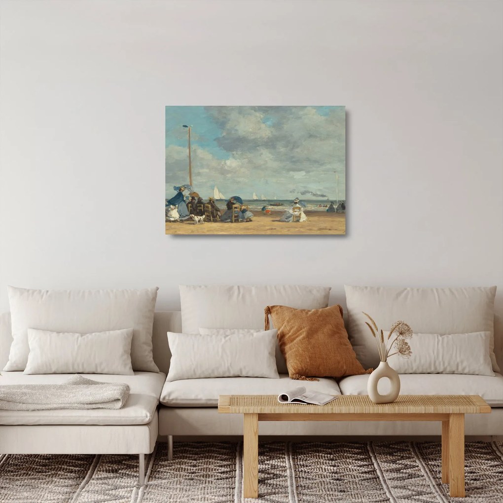 Obraz na szkle - Eugène Boudin, Beach at Trouville, reprodukcje (70x50 cm)