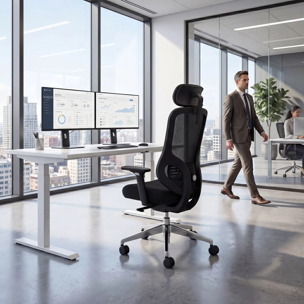 Ergonomiczny fotel biurowy z siatką czarny AXIS