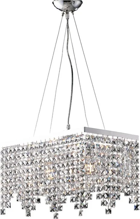 Lampa wisząca Penelope z mosiądzu i chromowanego żelaza, 2 lampy z kryształkami, dł. 48 x 30 cm, BL31-2-CR