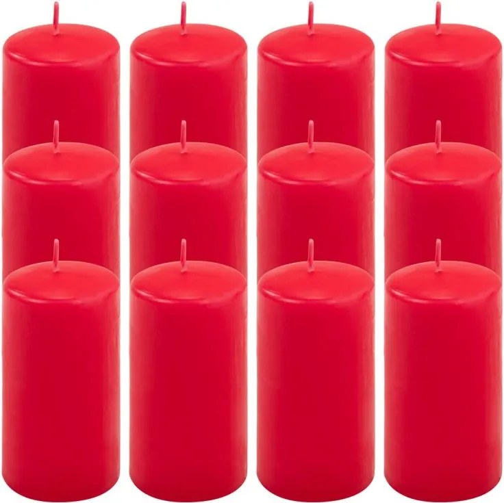 Zestaw świec filarowych, 11,5 cm, Ø 6 cm, czerwone, 12 szt.