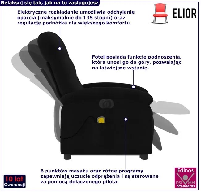 Czarny rozkładany fotel wypoczynkowy do salonu K4-P61