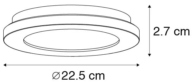 Lampa sufitowa biała 22,5 cm w tym LED 3-stopniowy ściemniacz IP44 - Steve Nowoczesny Oswietlenie wewnetrzne