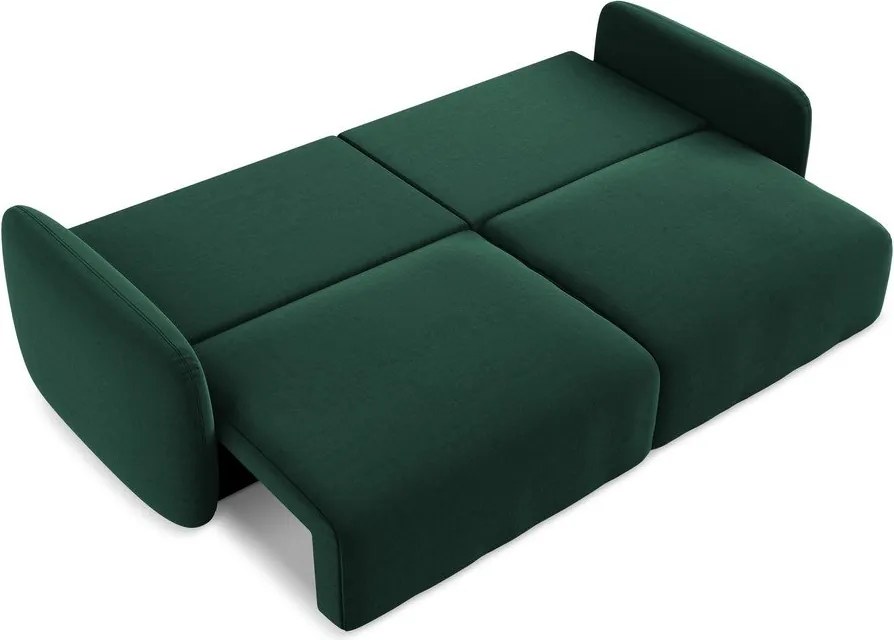 Ciemnozielona aksamitna rozkładana/ze schowkiem sofa 238 cm Kalena – Makamii