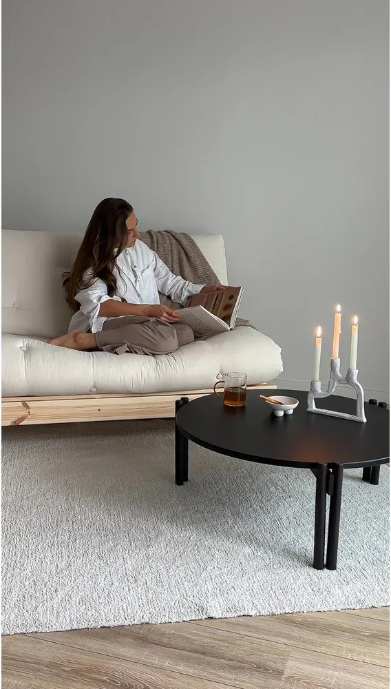 Czarny okrągły stolik z litego drewna sosnowego ø 80 cm Sticks – Karup Design