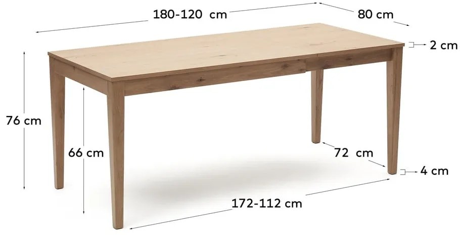 Rozkładany stół z dodatkowym blatem w dekorze dębu 80x120 cm Yain – Kave Home