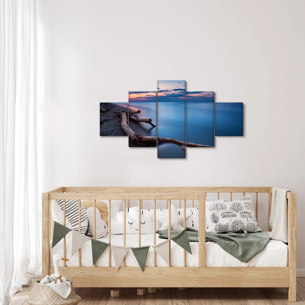 Obraz plaży o zachodzie słońca (125x70 cm)