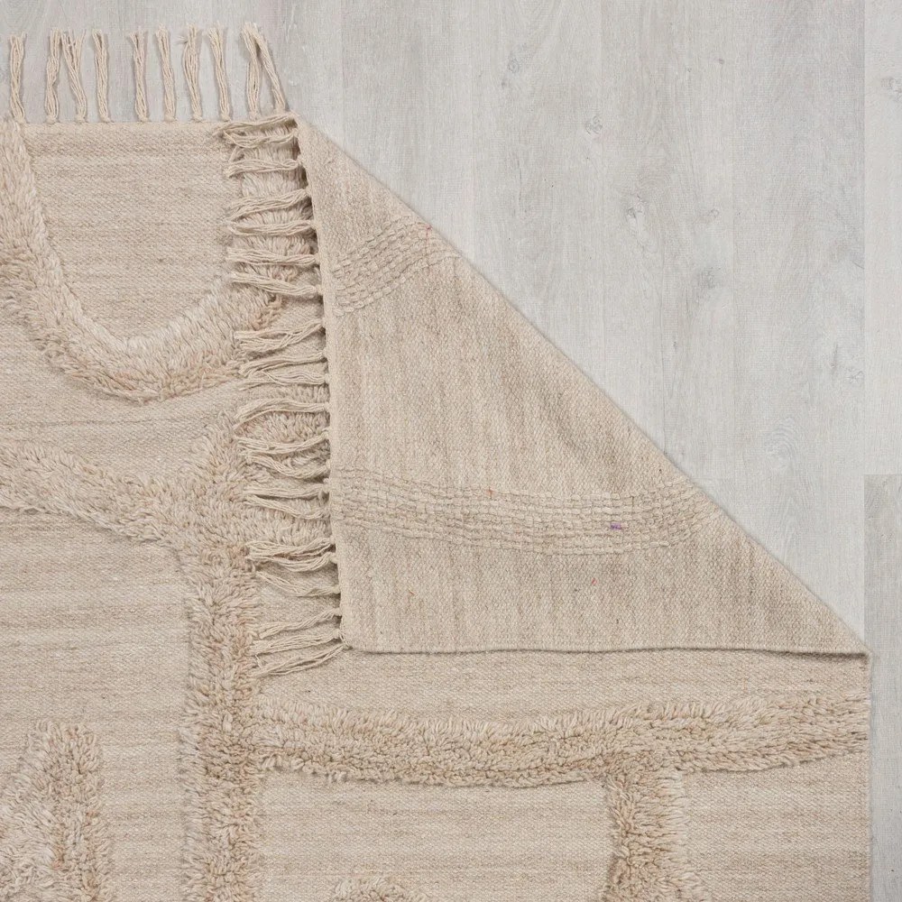 Beżowy wełniany dywan tkany ręcznie 120x170 cm Loma – Flair Rugs