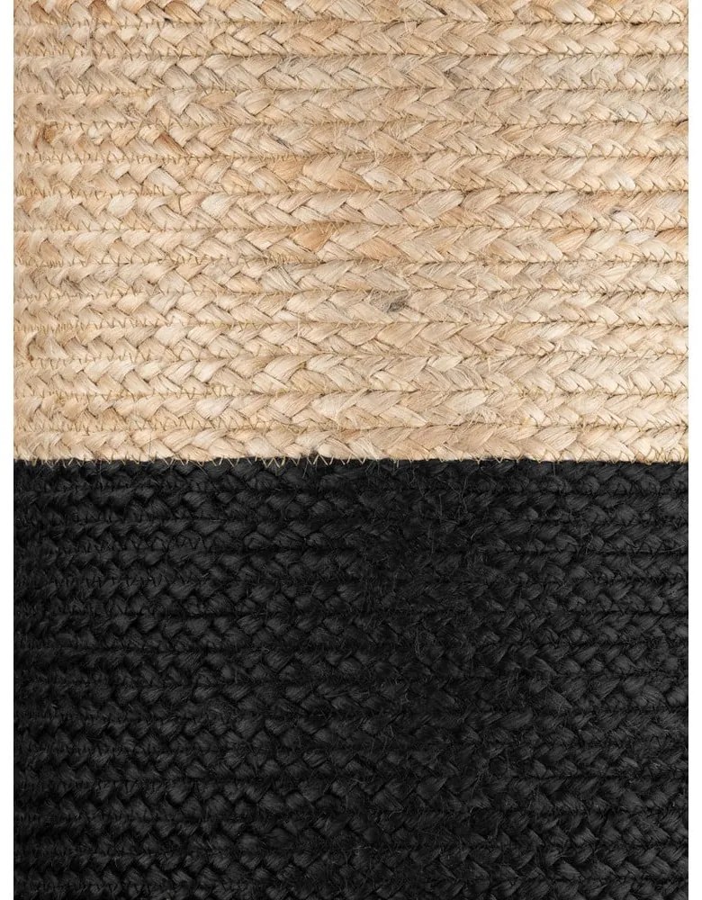 Czarno-naturalny puf Juta Gold Black – Hanse Home