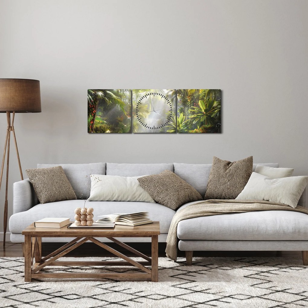 Obraz - Tropikalny las deszczowy (z zegarem) (90x30 cm)