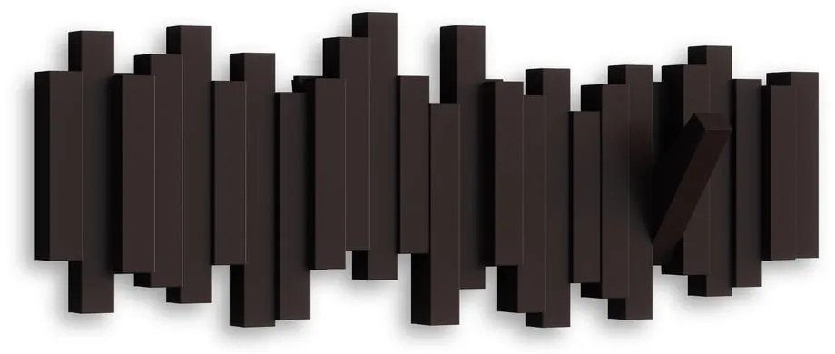Ciemnobrązowy plastikowy wieszak ścienny Sticks – Umbra