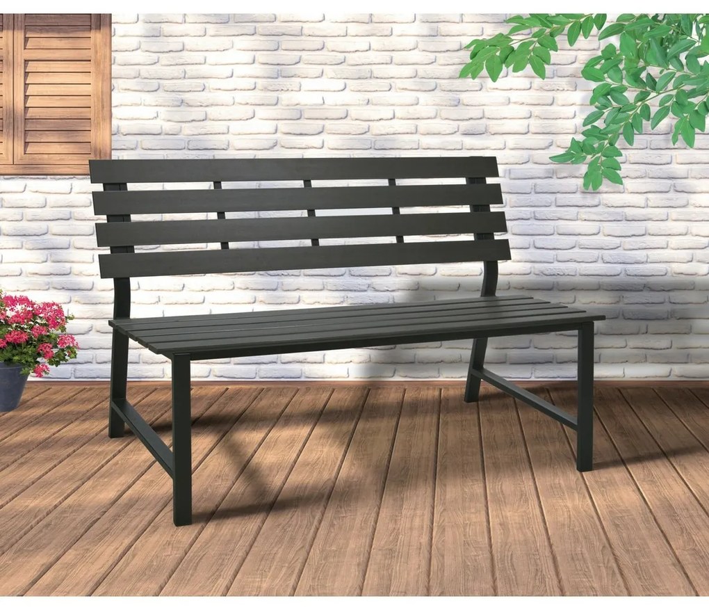 Metalowa ławka ogrodowa Atlanta, 125 x 60 x 81 cm, polywood