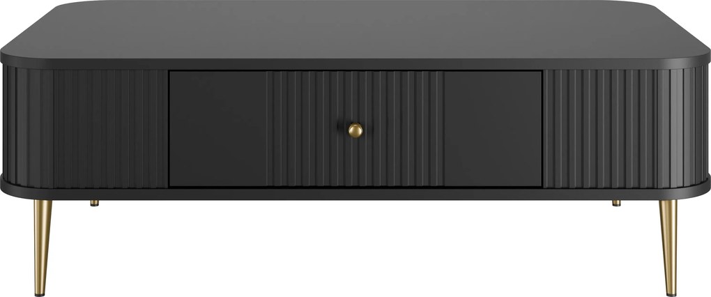 Stolik kawowy Vesper 103x60 cm z szufladą - czarny / złote nogi