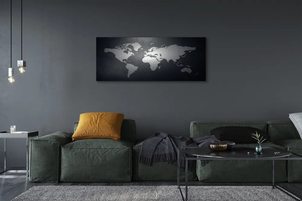 Obraz na płótnie Biała Mapa na Czarnym Tle