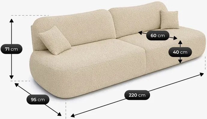 Sofa AVERIO Rozkładana Dwuosobowa Beżowa Boucle Japandi