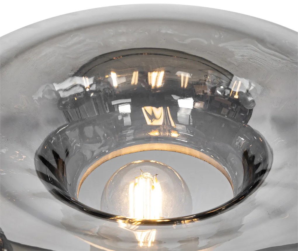 Lampa stołowa art deco czarna z przydymionym szkłem - Ayesha ArtDeco Oswietlenie wewnetrzne