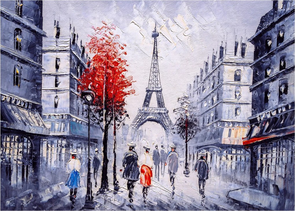 Obraz ulicy w Paryżu, obraz olejny (70x50 cm)