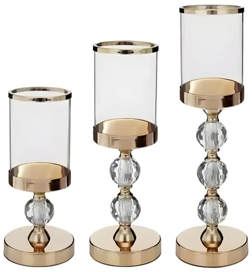 Zestaw 3 szt. złotych świeczników