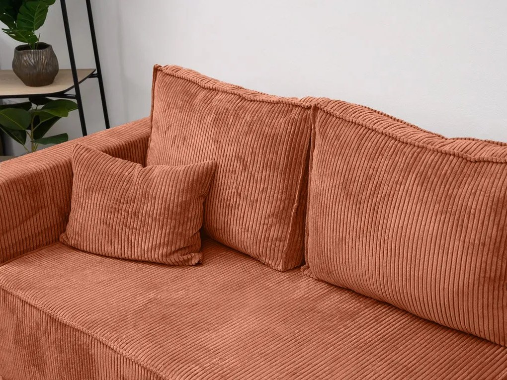 Rozkładana narożna sofa SMART COSARO terakotowa, dwustronna + 2 poduszki GRATIS
