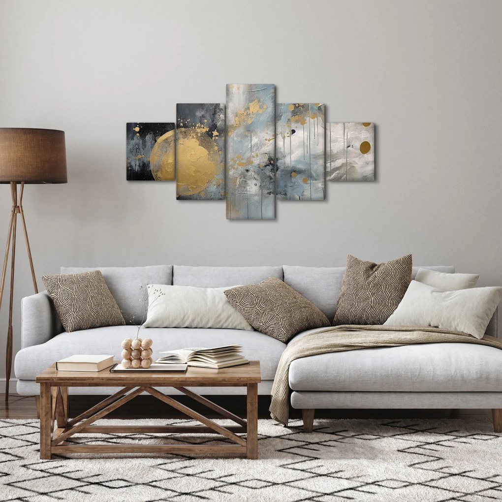 Obraz - Abstrakcja ze złotą kulą (125x70 cm)