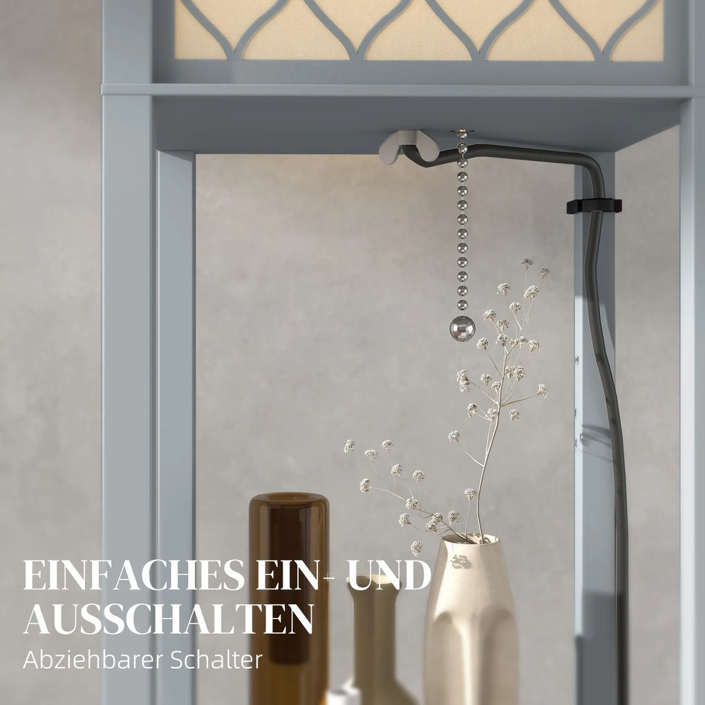 HOMCOM Lampa stojąca z półką, 3 półki, kompaktowe wymiary, MDF, Jasnoszary