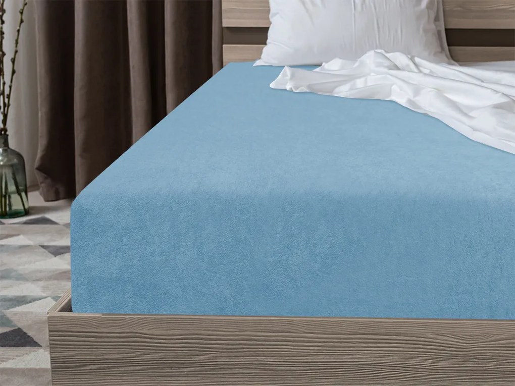 PrzytulneMieszkanie.pl Prześcieradło frotte EXCLUSIVE jasno niebieskie 200x220 cm