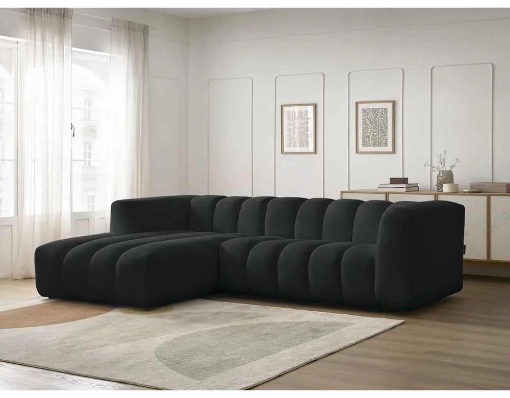 Czarny narożnik (lewostronny/z szezlongiem) Talia – Bobochic Paris