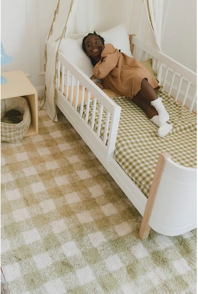 Zielony bawełniany dywan dziecięcy tkany ręcznie odpowiedni do prania 90x120 cm Vichy – Lorena Canals