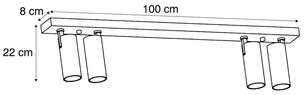 Nowoczesna lampa sufitowa czarna z możliwością ściemniania, 4-źródłowa - Tate Nowoczesny Oswietlenie wewnetrzne