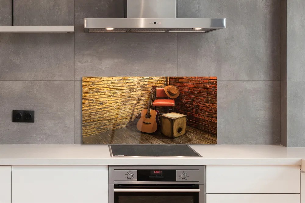 Szklany Panel Muzyczny Kącik z Gitarą
