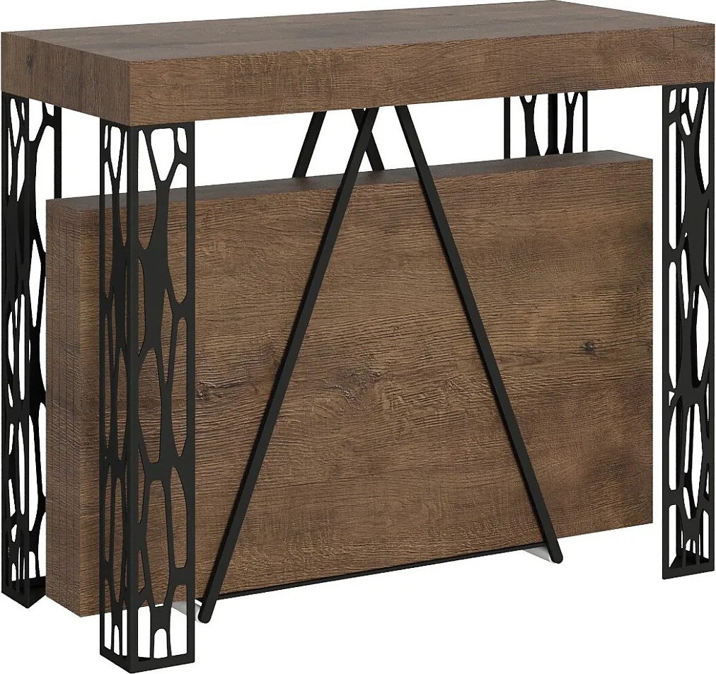 Konsola rozkładana 90x40/196 cm Kerpa Small orzech rama w kolorze antracytu
